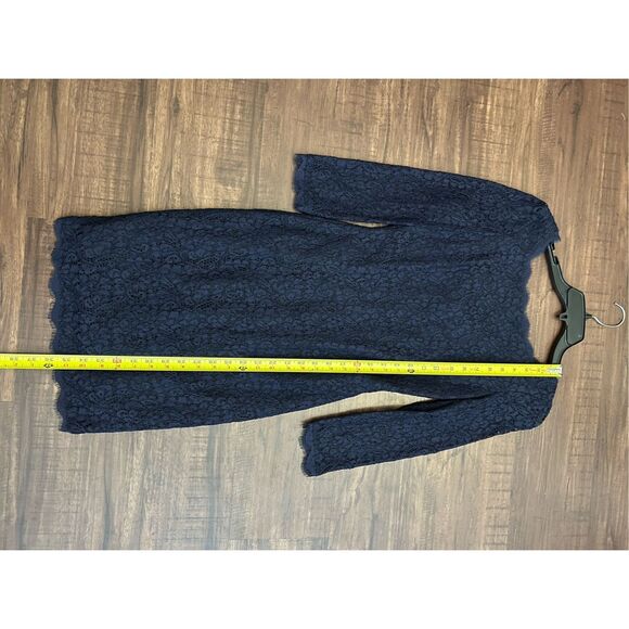 Cache Navy Blue Lace Overlay Knee-Length Dress Size 2 - Picture 2 of 9